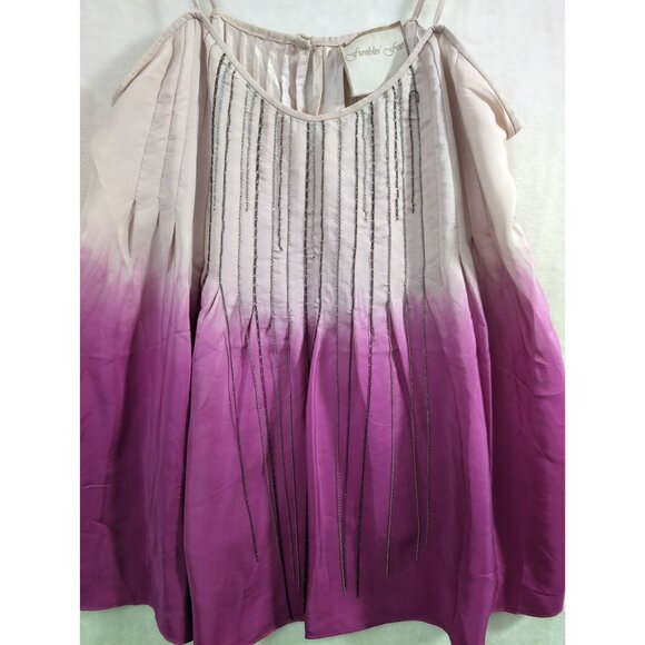 Fumblin Foe Tank Top Women S Pink Ombre Silk Chain Embelished Whimsical Festival - Picture 3 of 10